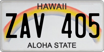 HI license plate ZAV405