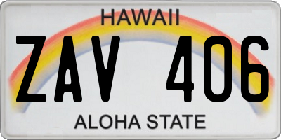 HI license plate ZAV406