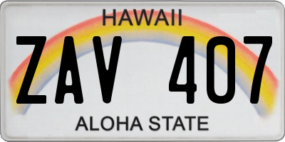 HI license plate ZAV407