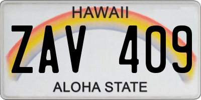 HI license plate ZAV409
