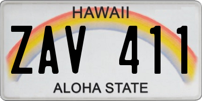 HI license plate ZAV411