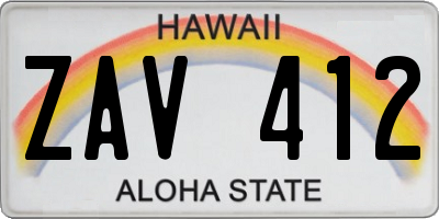 HI license plate ZAV412