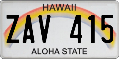 HI license plate ZAV415