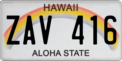 HI license plate ZAV416