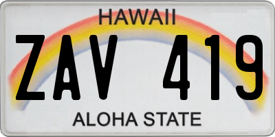 HI license plate ZAV419