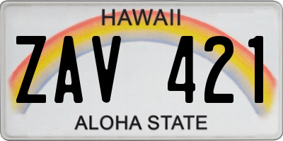 HI license plate ZAV421