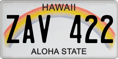 HI license plate ZAV422
