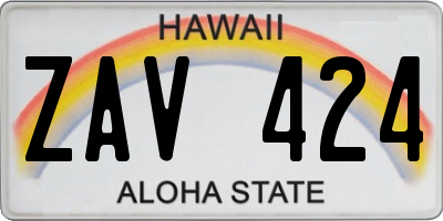 HI license plate ZAV424
