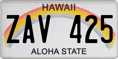 HI license plate ZAV425