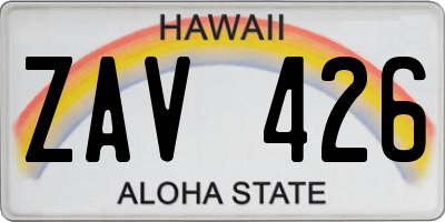 HI license plate ZAV426