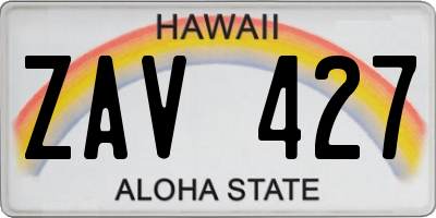 HI license plate ZAV427