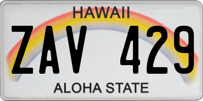 HI license plate ZAV429