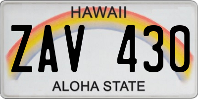HI license plate ZAV430