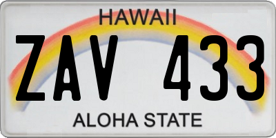 HI license plate ZAV433