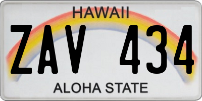 HI license plate ZAV434