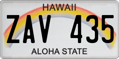 HI license plate ZAV435
