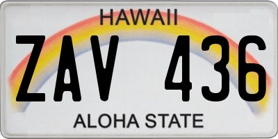 HI license plate ZAV436