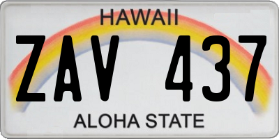 HI license plate ZAV437