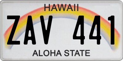 HI license plate ZAV441