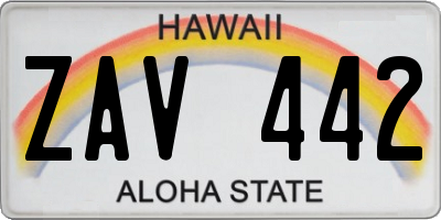 HI license plate ZAV442