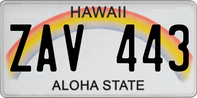 HI license plate ZAV443