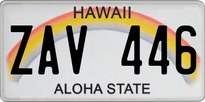 HI license plate ZAV446
