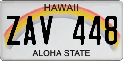 HI license plate ZAV448