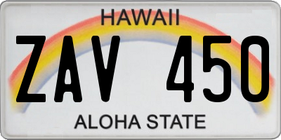 HI license plate ZAV450