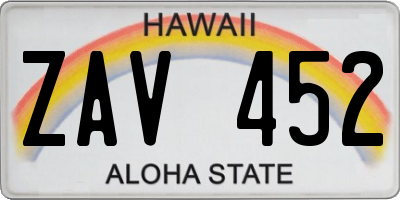 HI license plate ZAV452