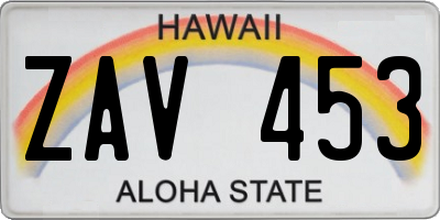 HI license plate ZAV453