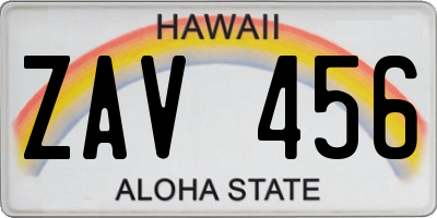 HI license plate ZAV456