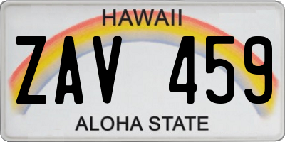 HI license plate ZAV459