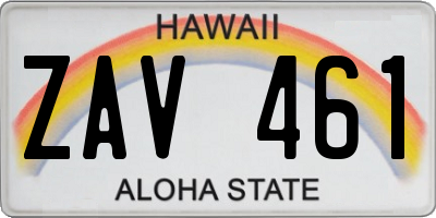HI license plate ZAV461