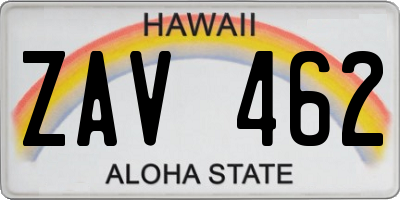 HI license plate ZAV462