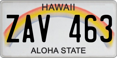 HI license plate ZAV463