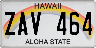 HI license plate ZAV464
