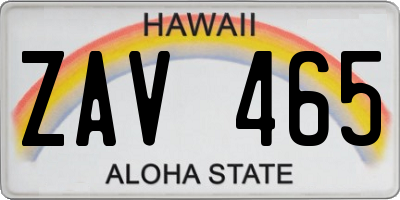 HI license plate ZAV465