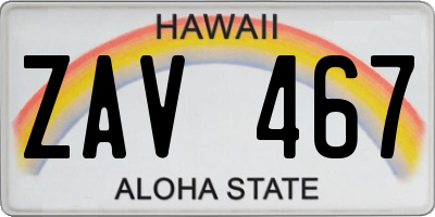 HI license plate ZAV467