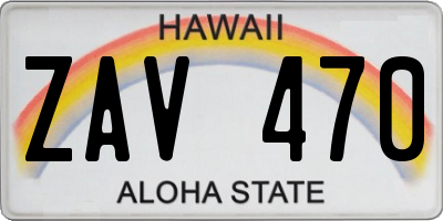 HI license plate ZAV470