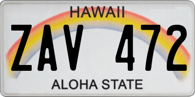 HI license plate ZAV472