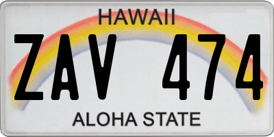 HI license plate ZAV474