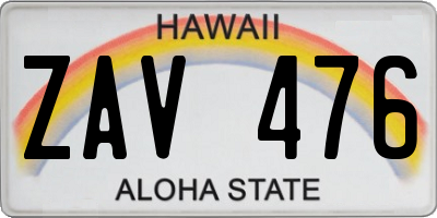 HI license plate ZAV476