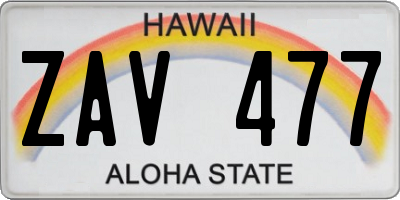 HI license plate ZAV477