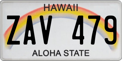 HI license plate ZAV479