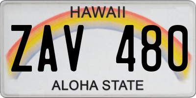 HI license plate ZAV480