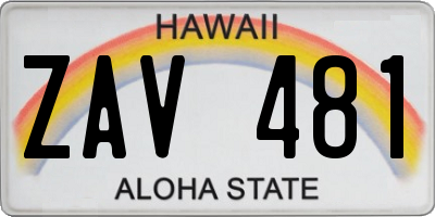 HI license plate ZAV481