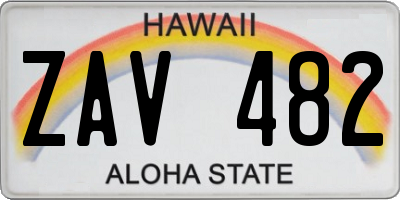 HI license plate ZAV482
