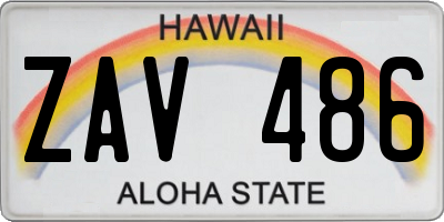 HI license plate ZAV486