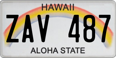 HI license plate ZAV487