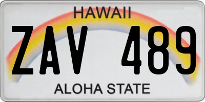 HI license plate ZAV489